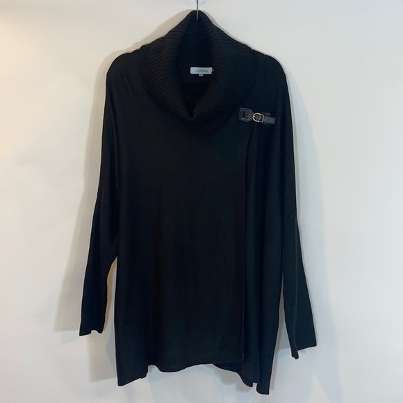Calvin Klein Sweaters - 𝅺CALVIN Klein Black Split Cowl Neck Black Sweater